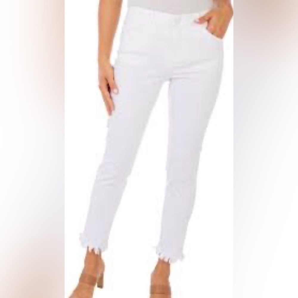 Democracy Ab-Technology Frayed Hem White Jeans Size 12